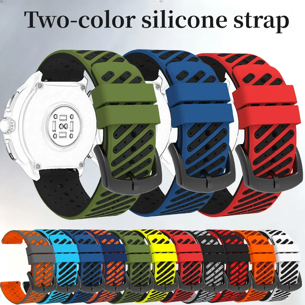 22 mm Schnellverschluss-Zweifarbiges Silikon-Uhrenarmband für Garmin Forerunner 570 47 mm 265 255 Music/Venu 3 2 45 mm Sportarmband