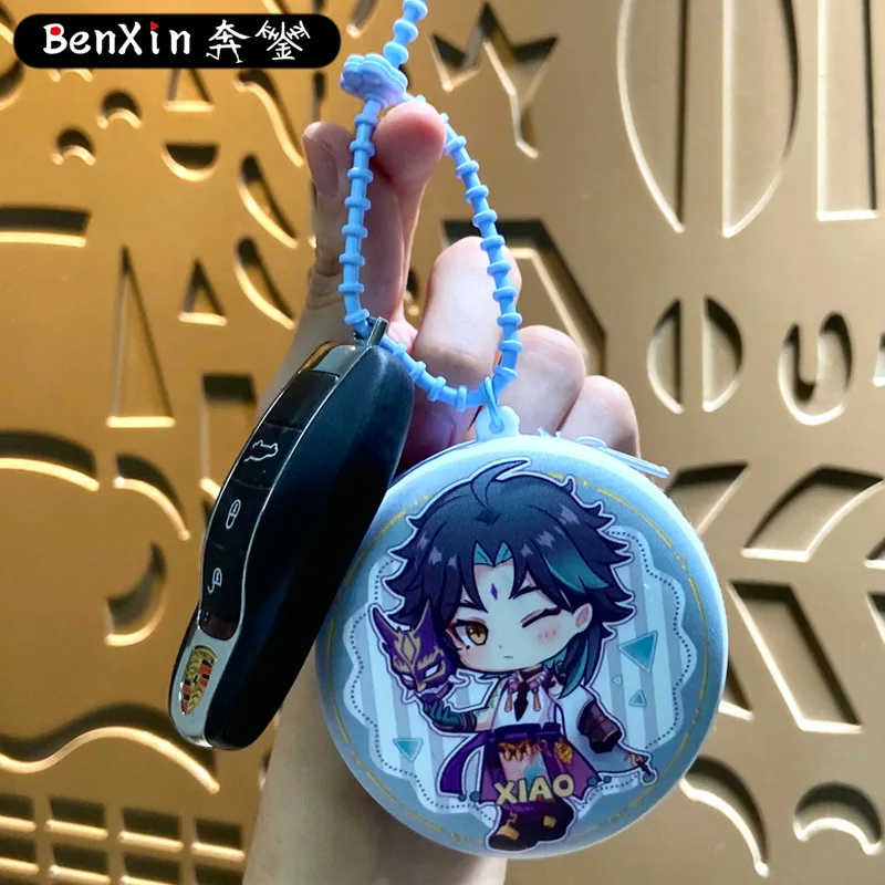 حقيبة تخزين تغيير فضفاضة مرتبطة بالرسوم المتحركة من مينسو، حقيبة سلسلة مفاتيح، قلادة، قلادة سلسلة مفاتيح السيارة