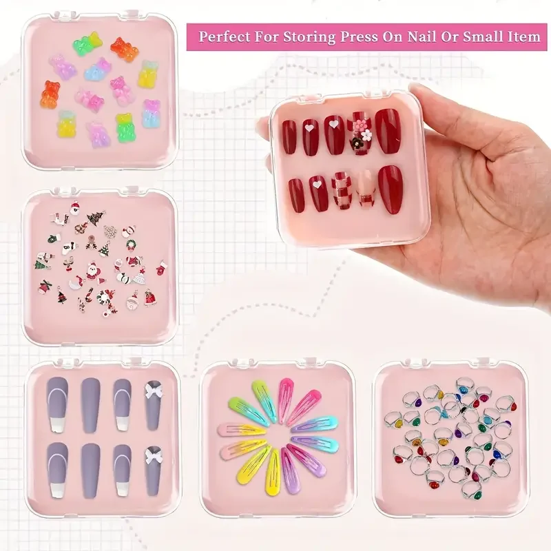 10/20/30Pcs Press on Nail scatola portaoggetti in acrilico scatola portaoggetti per gioielli e unghie finte per riporre accessori per saloni di bellezza