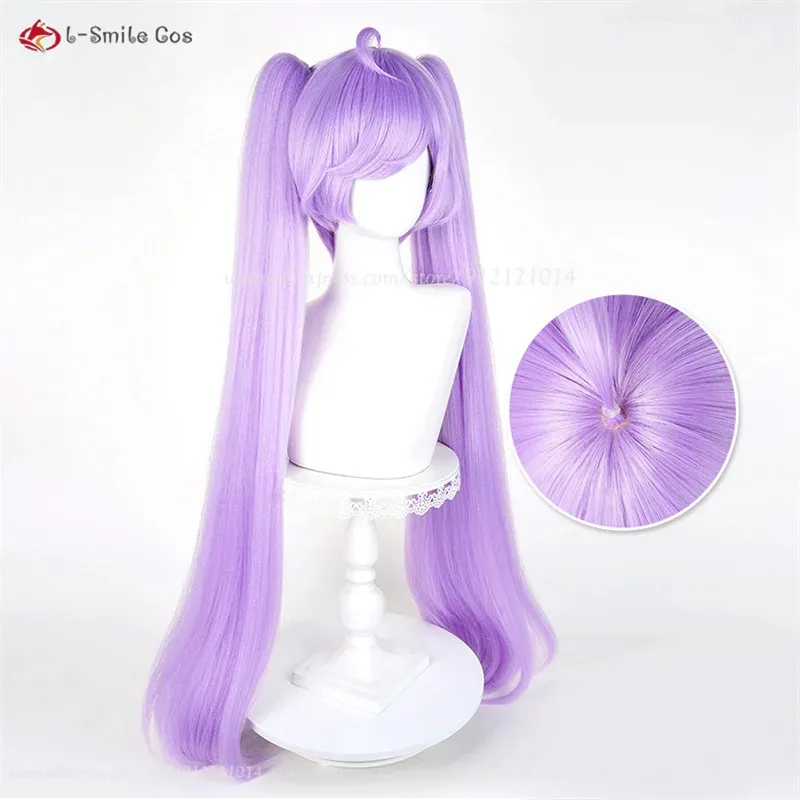 Anime Manaka Laala Cosplay Wig Pink Purple Cute Wigs 95cm Long Volume Ponytail Clip Heat Resistant Synthetic Hair Costumes Wig