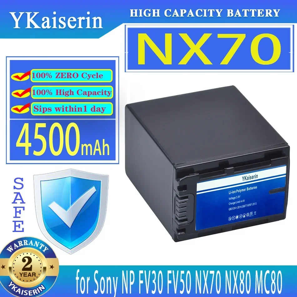 High-Performance 4500mAh Video Camera Battery for Sony NP FV30 FV50 FV60 FV70, PXW Z90 X70 NEX-VG30E HXR NX70 NX80 MC80