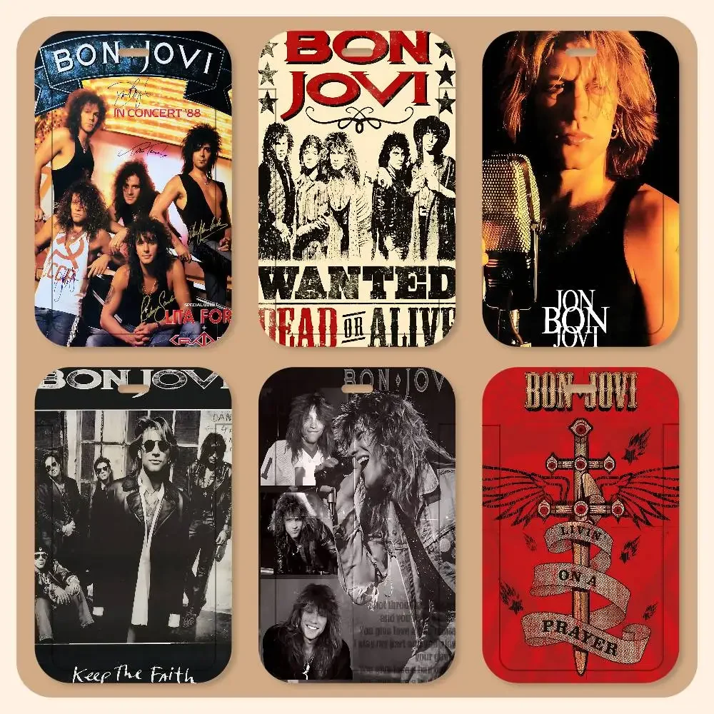 Porta-Cartões Retrô Vintage B-Bon J-Jovi da Banda Clássica de Rock, Porta-Cartões de Identificação de Estudante, Porta-Cartões de Pescoço, Acessório
