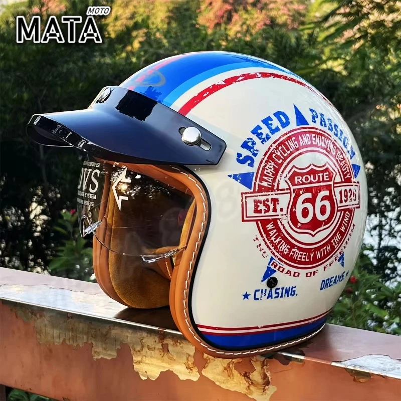 

Retro Semi-open Motorcycle Helmet Cross-country Motorcycle Accessories Motorcycle Helmet 3/4 Retro Helmet in Winter