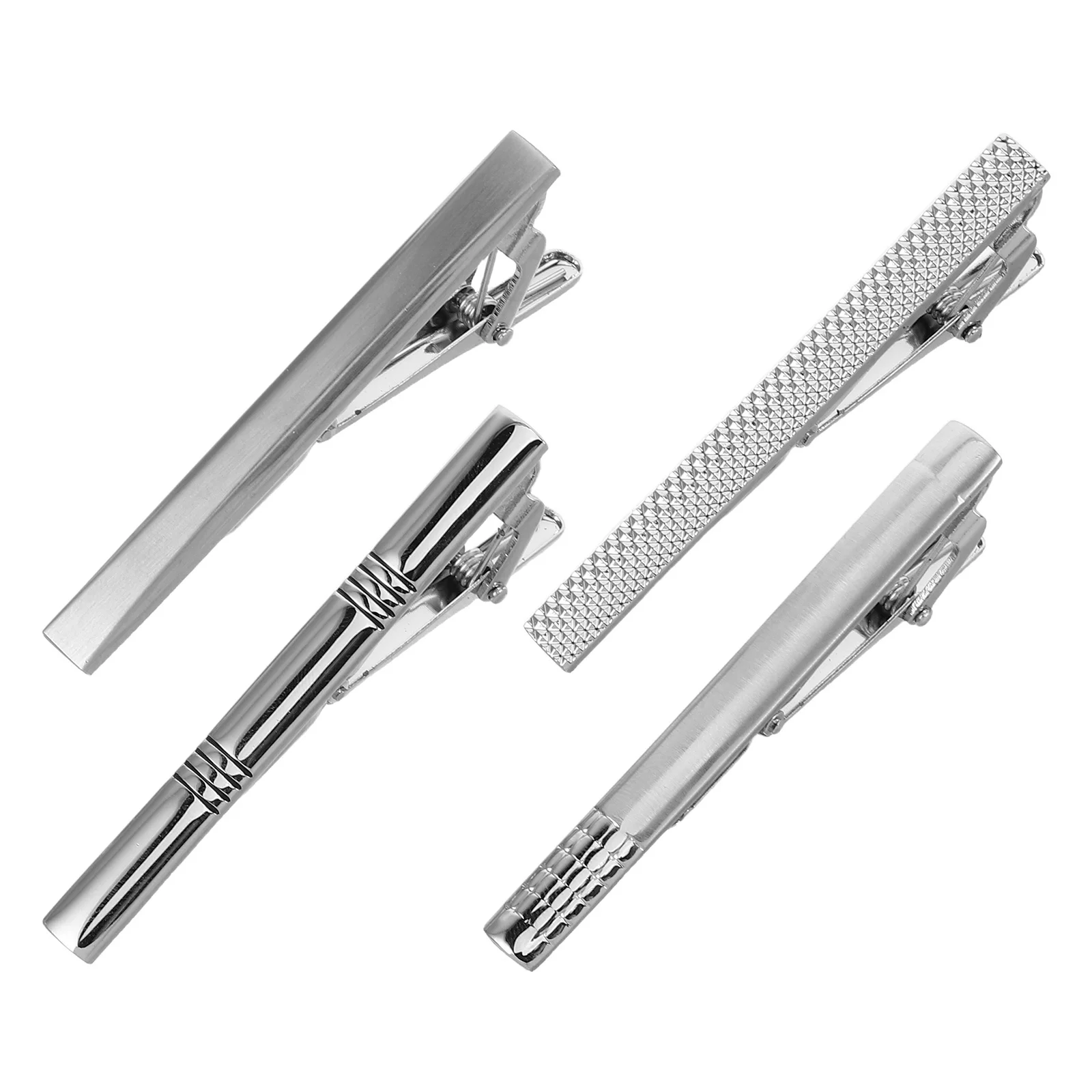 

4Pcs Men Tie Clips Set Stylish Metal Bar Clips Business Office Necktie Holder Suit Accessories Ties Set for Men