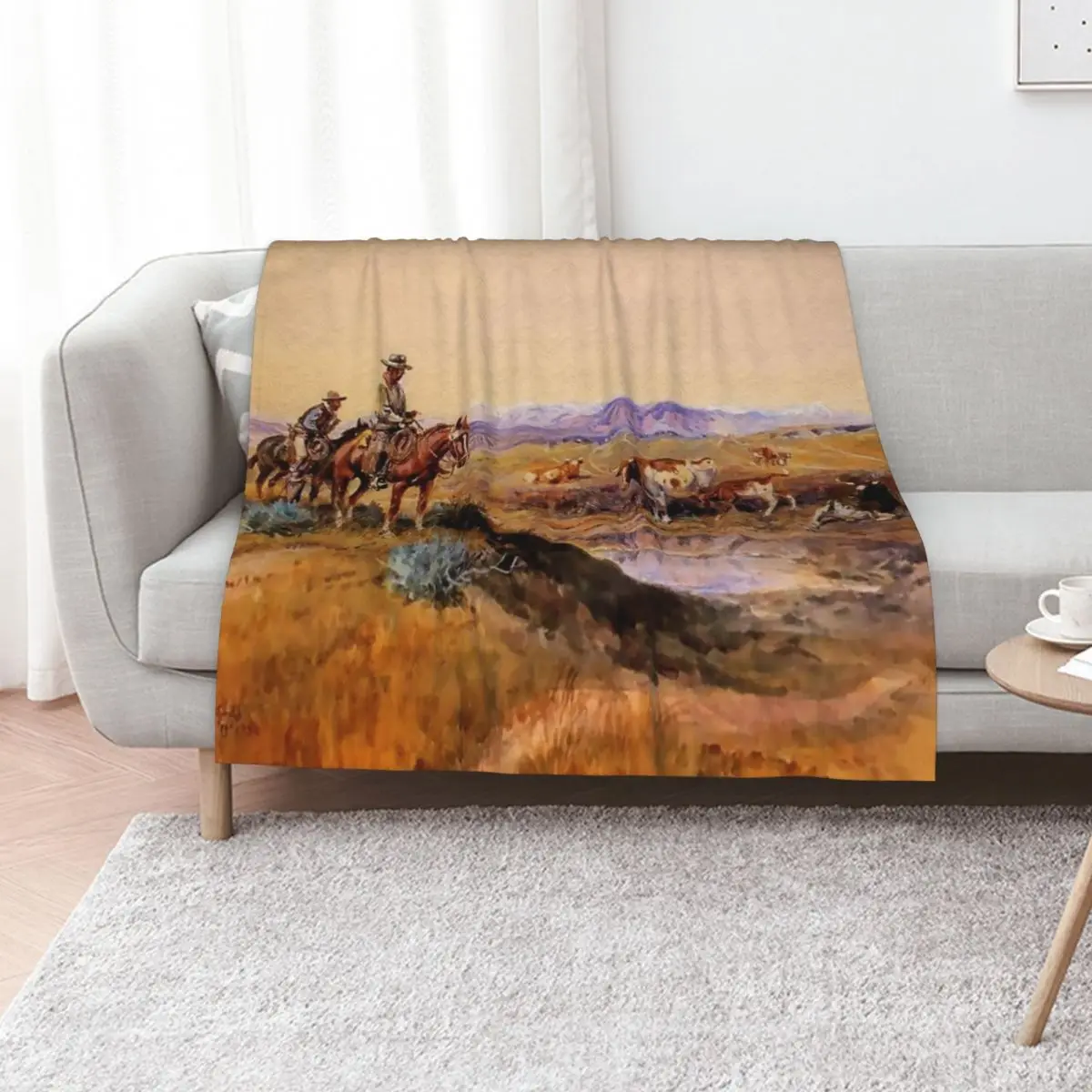 

“Worked Over” Western Art by Charles M Russell Throw Blanket Travel Cute Plaid For Sofa Thin Shaggy Blankets