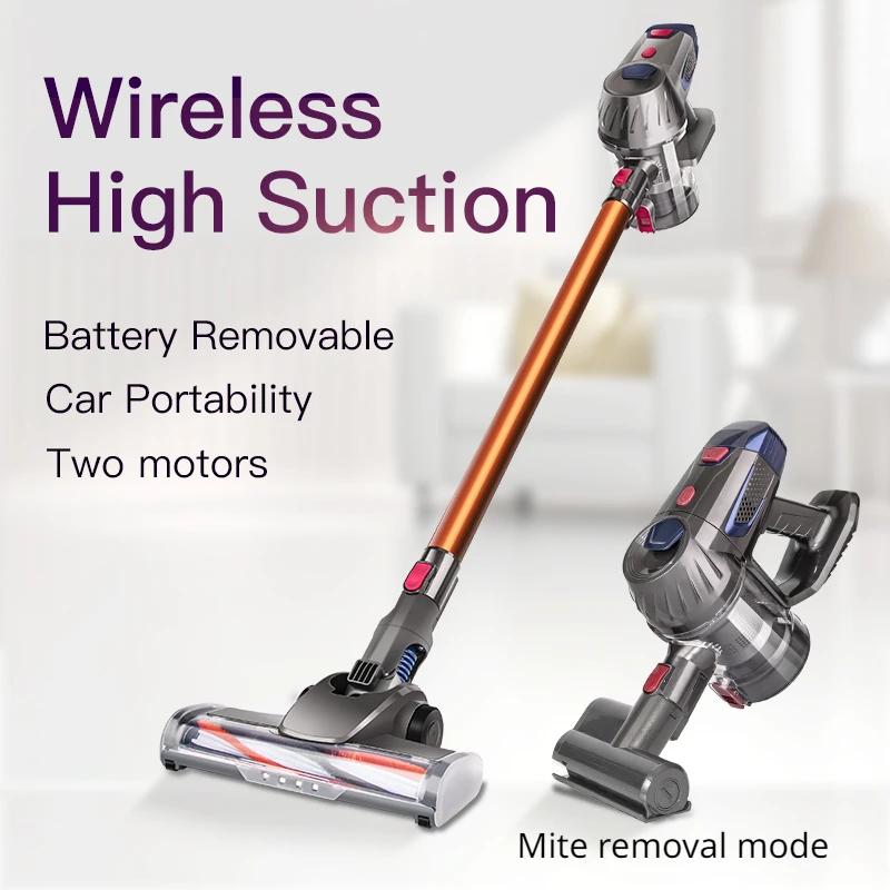 Wireless Vacuum Cleaner Multifunctional Home-appliance Remove Mites Dual Motor High-power Handheld Rechargeable Cleaning Vaccum