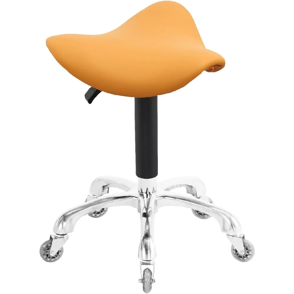 

Saddle Stool Rolling Chair Hydraulic Adjustable with Wheels for Office Home Salon Spa Studio (Orange)