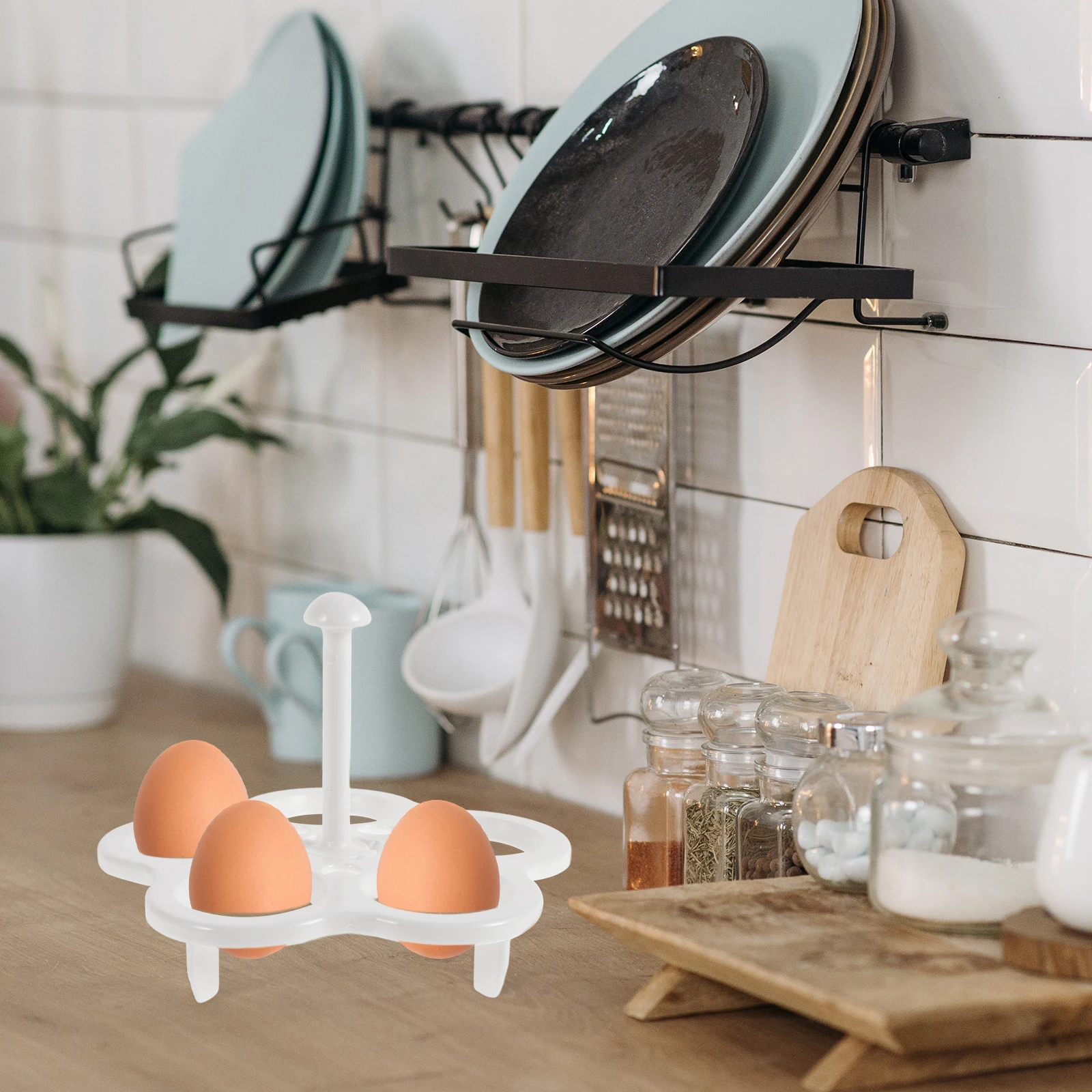 

2 Pcs Egg Steamer Heat-resistant Rack Pp Tray Plastic Cooking Stand Steaming Holder
