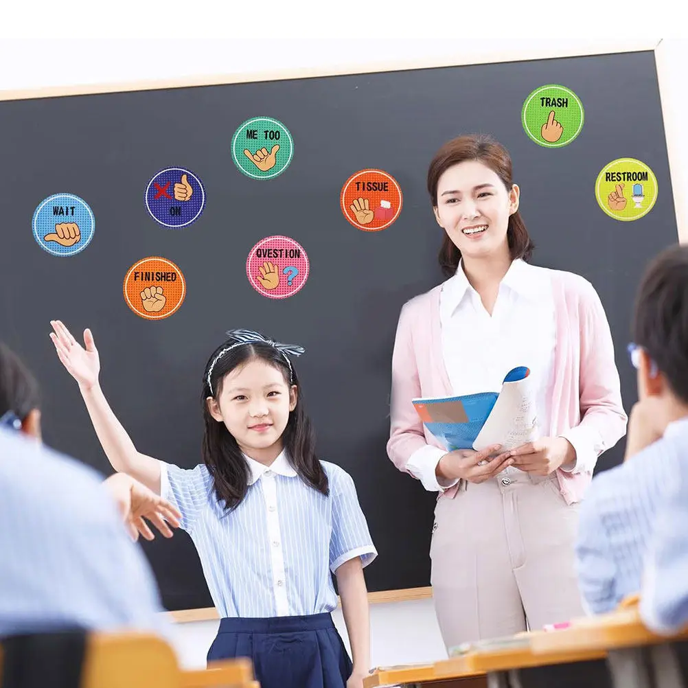 

1Set Versatile Hand Signal Posters for Students Nonverbal Communication Visual Cues Classroom Management Tool Elementary