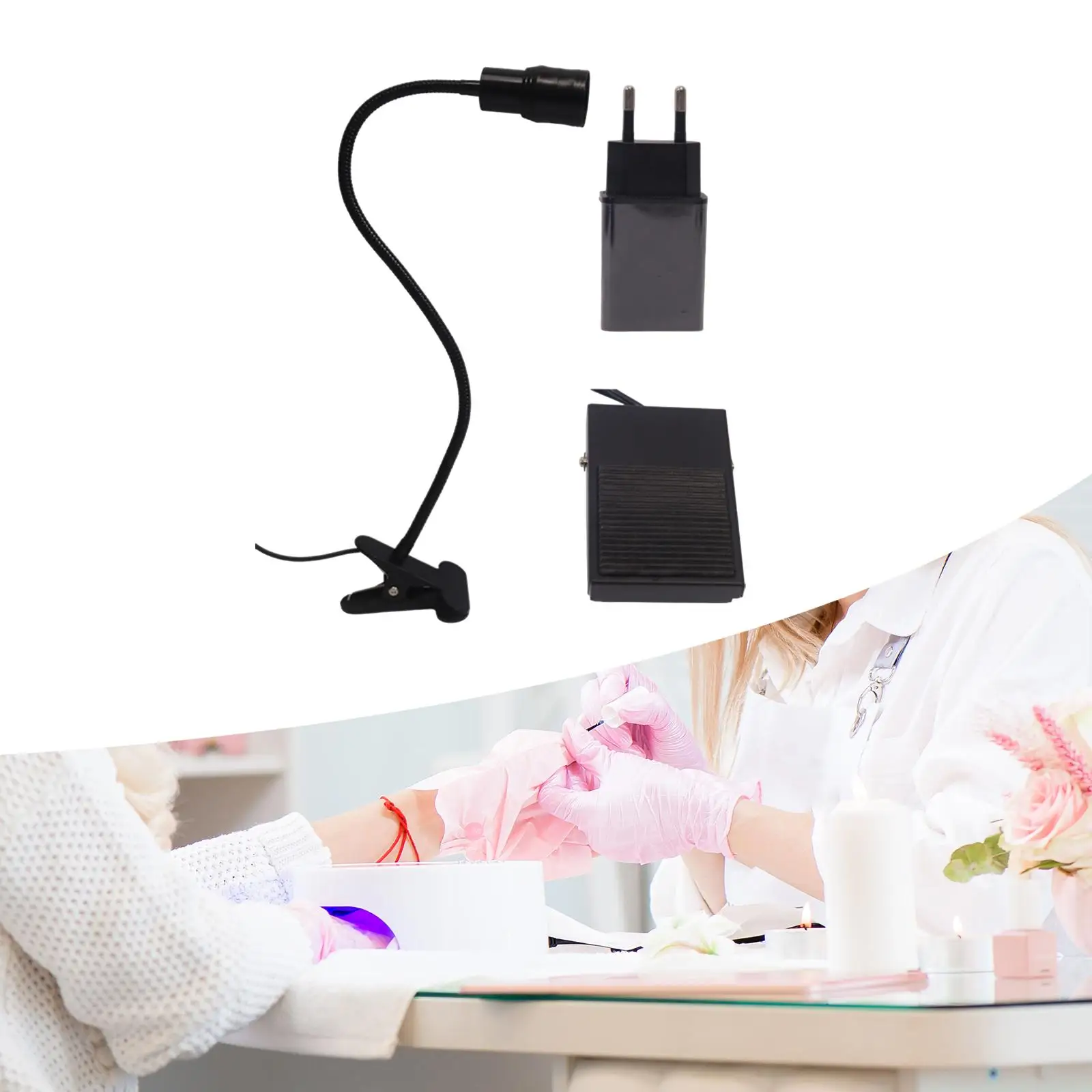 

Lash Light for Eyelash Extension Flexible Gooseneck with Foot Pedal with Clip Portable for Beauty Studio Lash Technicians Salon