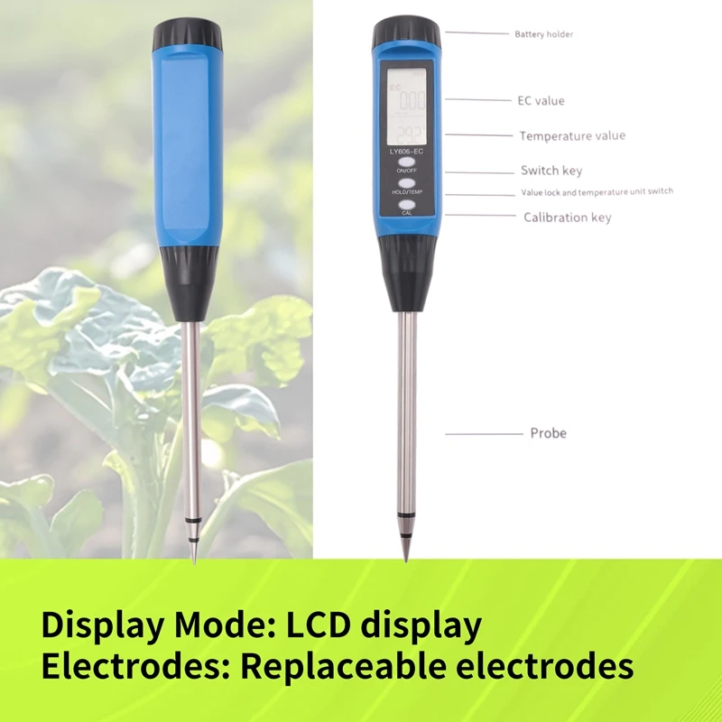 

Soil EC Meter Soil Nutrient Meter Quick-Acting Nitrogen Analyzer Fertility Tester Gardening Agriculture LED Soil Tester LY606