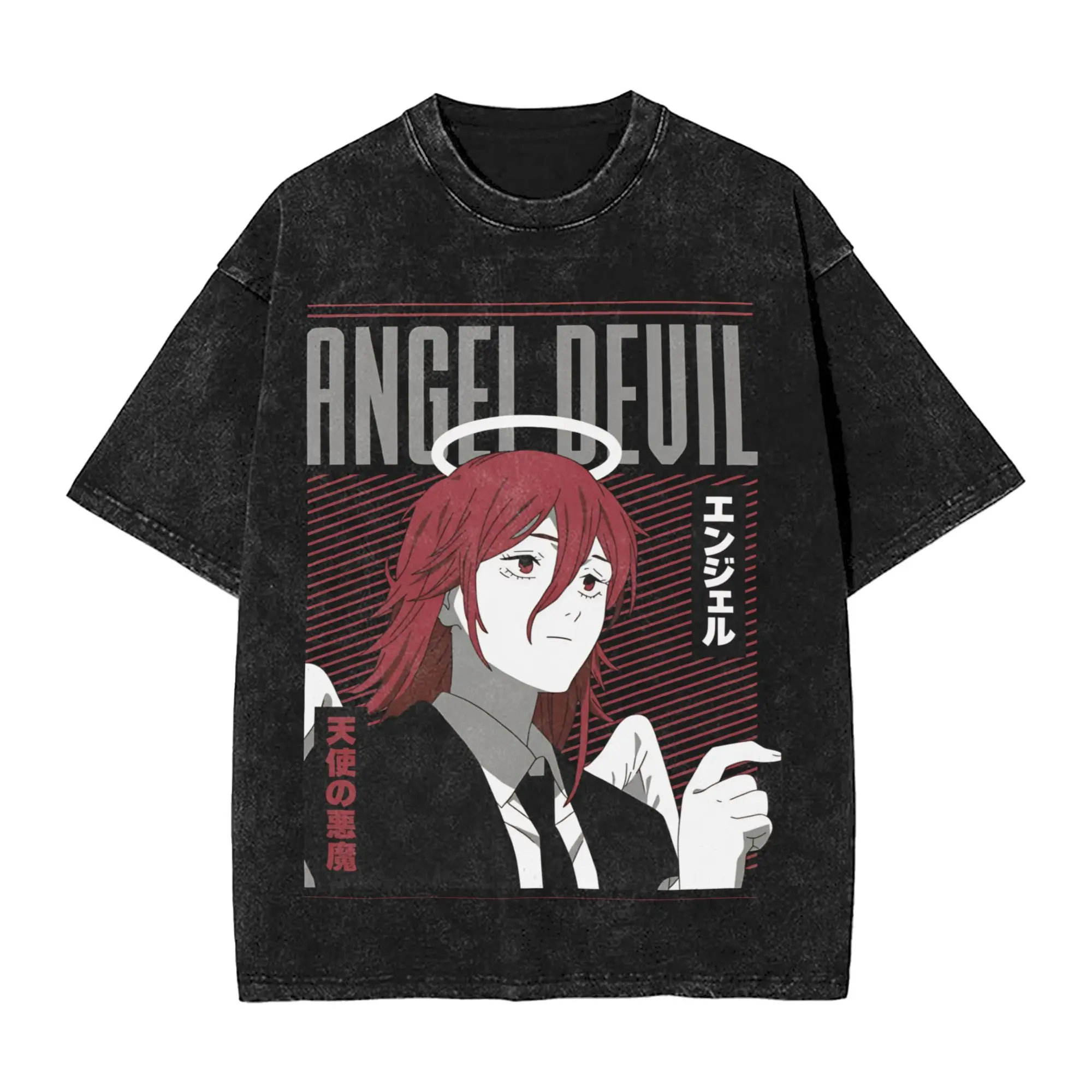 Angel Devil Chainsaw Man T-Shirt  Hippie T Shirts Short-Sleeve Y2K Classic Tops Beach Cotton O-Neck Oversize Top Tees