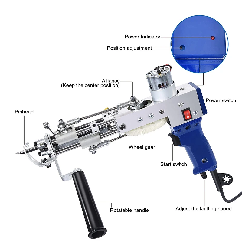 Hot Promotional 2 in 1 Electric Hand Tufting g un for Carpet Loop Pile Weaving Machine