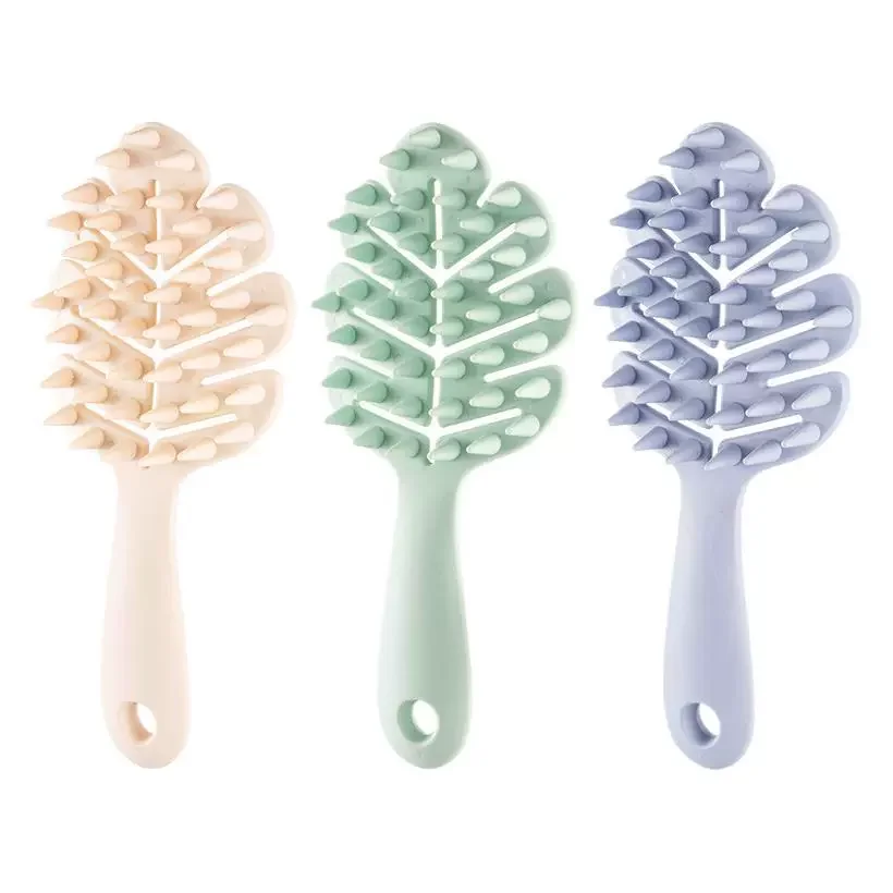 الجوف خارج مشط الشعر مكافحة ساكنة تدليك فروة الرأس أمشاط سيليكون الشامبو فرشاة ورقة الخشنة الأسنان الرطب الجاف مشط أدوات فك تشابك الشعر