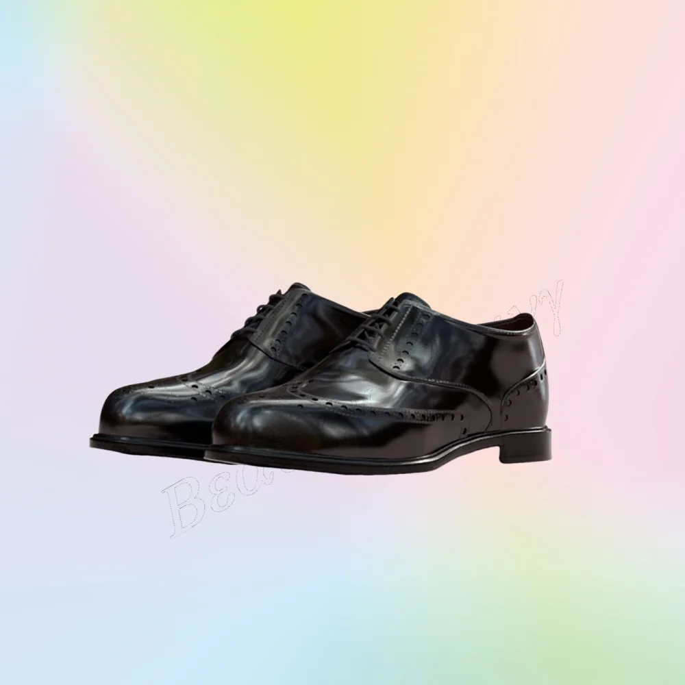 

Black Solid Concise Style Men Shoes Soft Leather Men's Dress Shoes Gentlemen Slip on New Party Shoes Big Size 47 Sprig Autumn