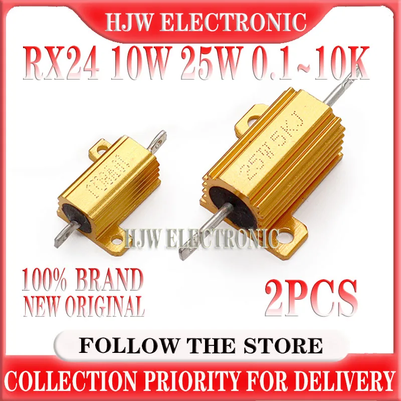 

2pcs 10w 25w Rx24 Aluminum Power Metal Wirewound Resistor 0.1~10k 0.1 0.2 0.3 1 2 68 10 20 100 200 500 1k 10k Ohm