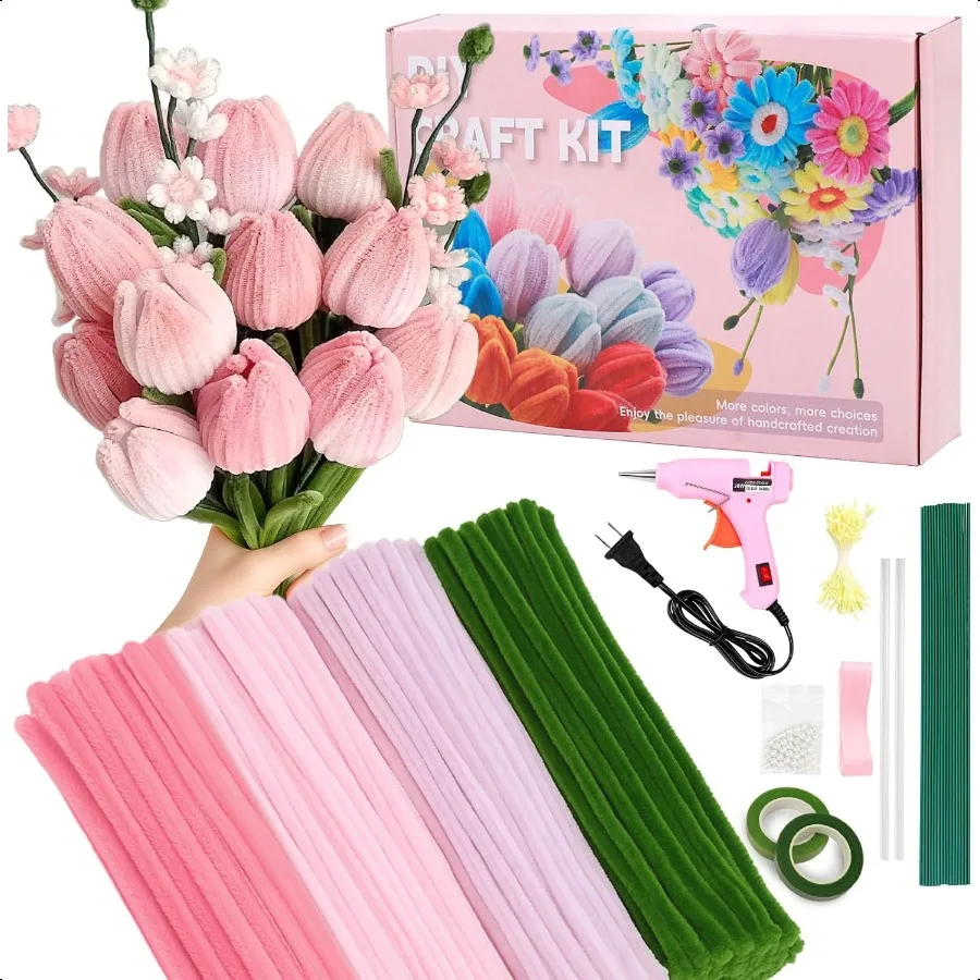 

400 Pcs Pipe Cleaners Craft4 Colors Chenille Stems for Flowers Craft Set for DIY Art Projects Creative Gift Wrapping Party Deco