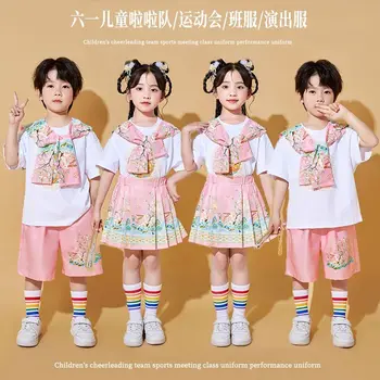 국제 어린이날 말 얼굴 스커트, 유치원 졸업 사진 댄스 코러스 코스튬, 치어리더 코스프레