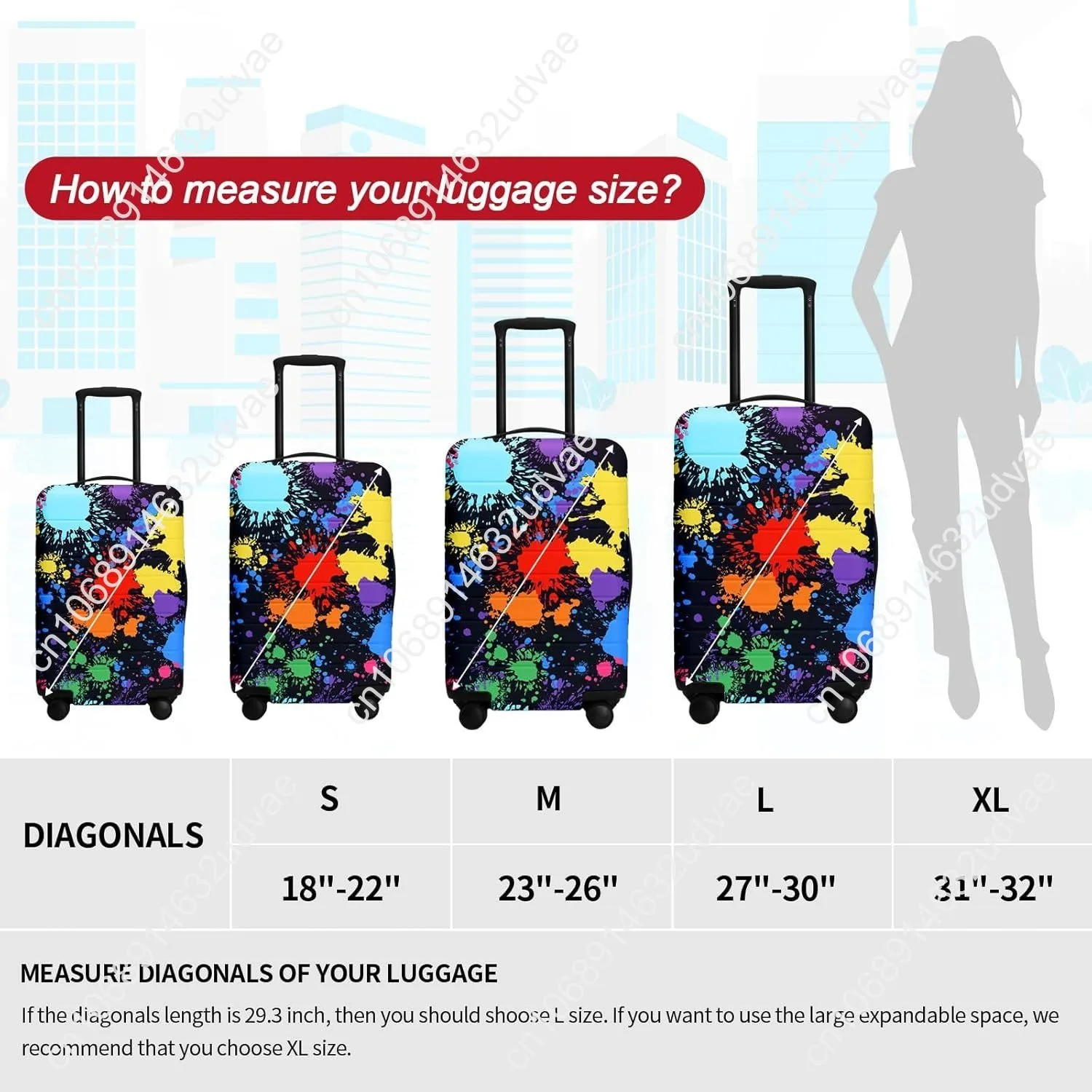 ليلة مرصعة بالنجوم بواسطة فان جوخ غطاء الأمتعة الملون حامي المضادة للخدش غطاء حقيبة للسفر يحمي الأوساخ والارتداء #6