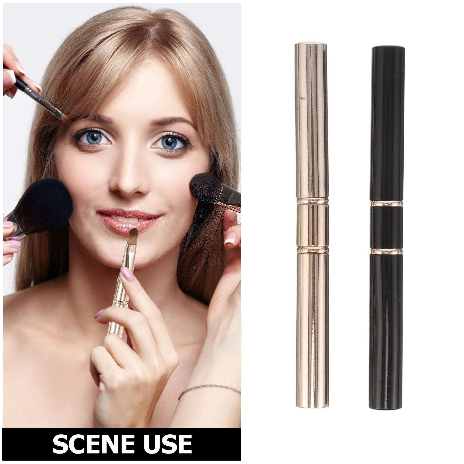 2Pcs Dual Head Lip Brush Silicone Tips Round and Flat Ends for Precise Application Blending Lipstick Gloss Tint Portable with