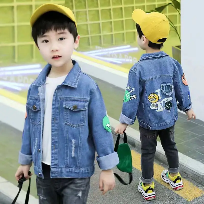 2024 New Autumn Jacket For Boy Jean Coat Cartoon Kids Outwear Spring Denim Jacket Boy Windbreaker Children Jacket