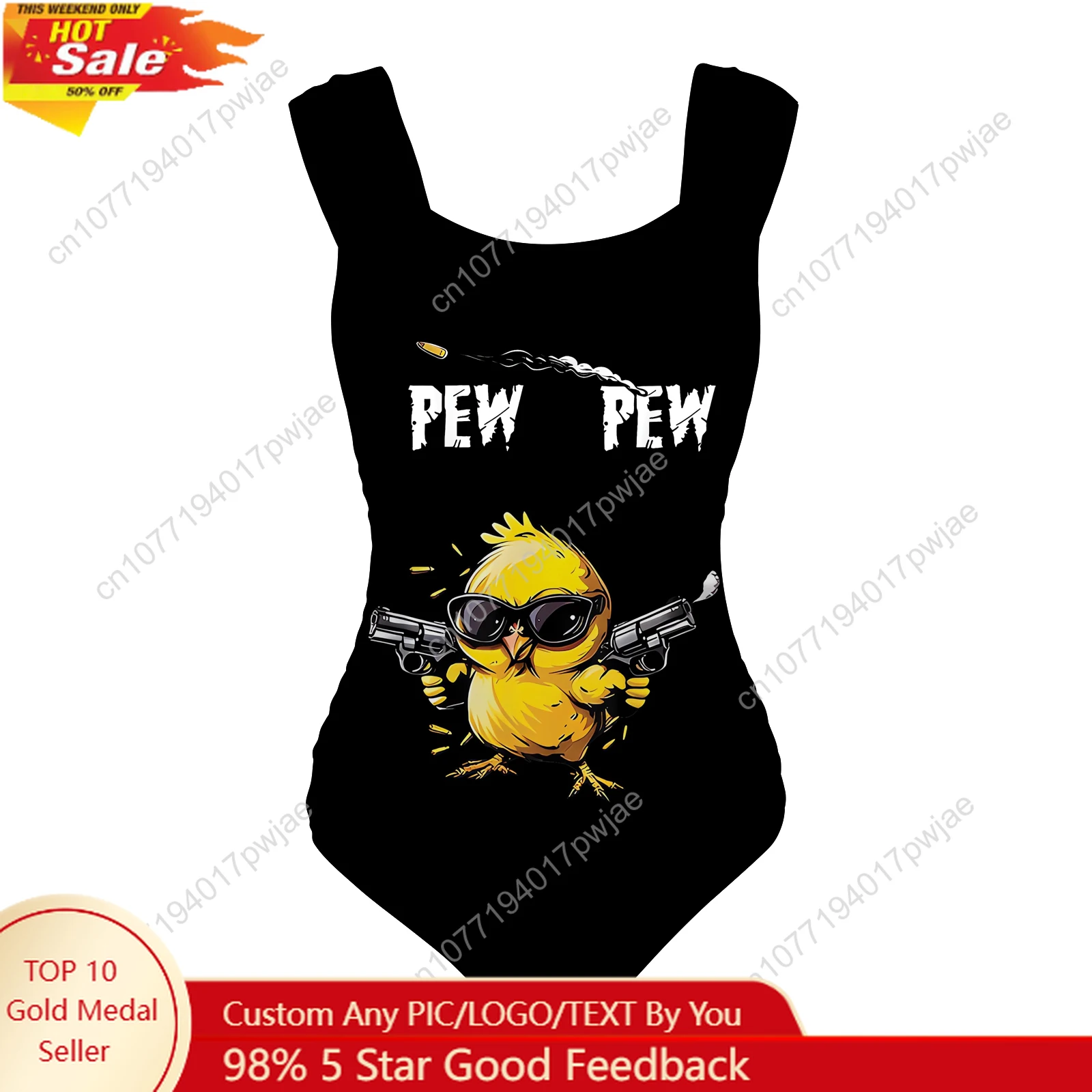 

Pew Pew Madafakas Fun Pattern One Piece Swimsuit Wide Strap Women Bathing Suits Swimwear Beach Sexy Bikini Customize Beachwear