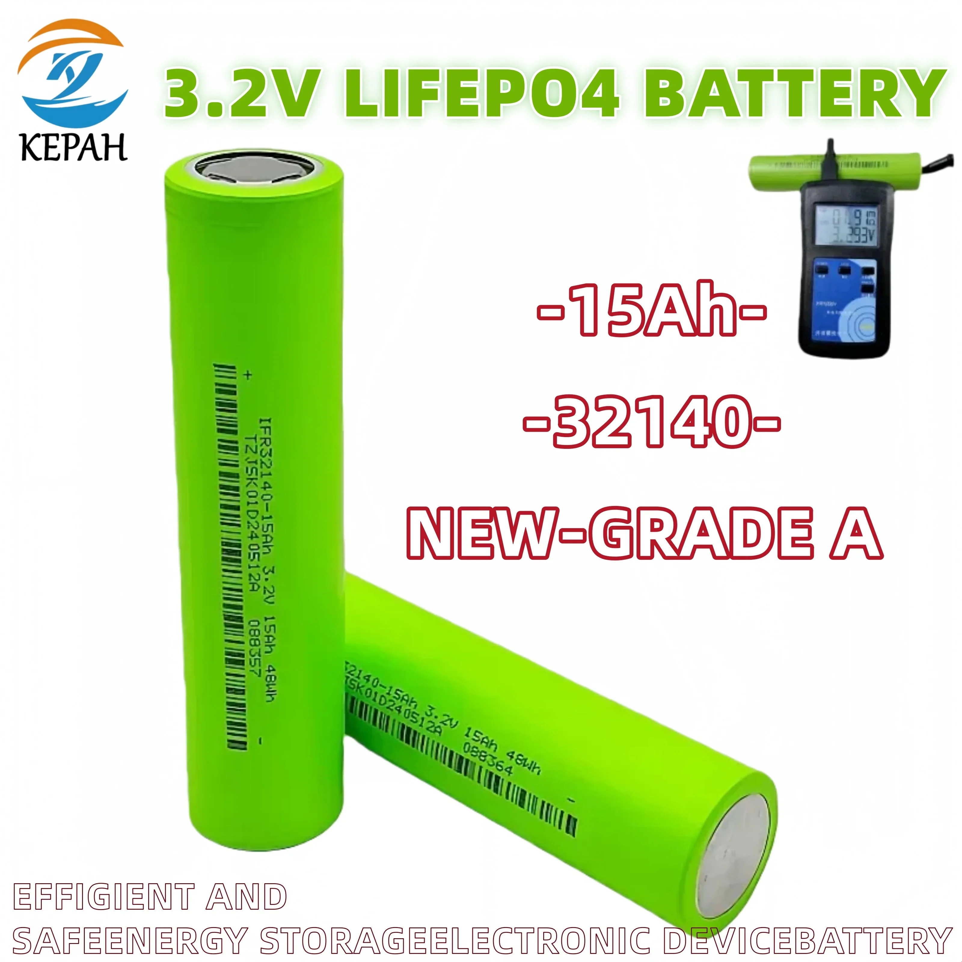 

4 цилиндрические аккумуляторные элементы LiFePo4 3.2В 15Ач | Для автодомов/электромобилей/систем накопления энергии, высокая долговечность циклов заряда/разряда