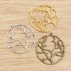 5pcs 44x39mm Antique Silver Plated and Bronze and Gold Colors Tree Style Handmade Charms Pendant:DIY for bracelet necklace