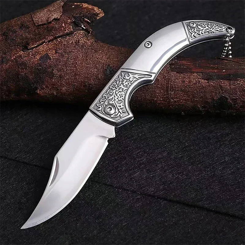 Stainless Steel FoldingExquisite Rounded Corner  Fishing Pocket Knife, Outdoor Camping Cutting Tool