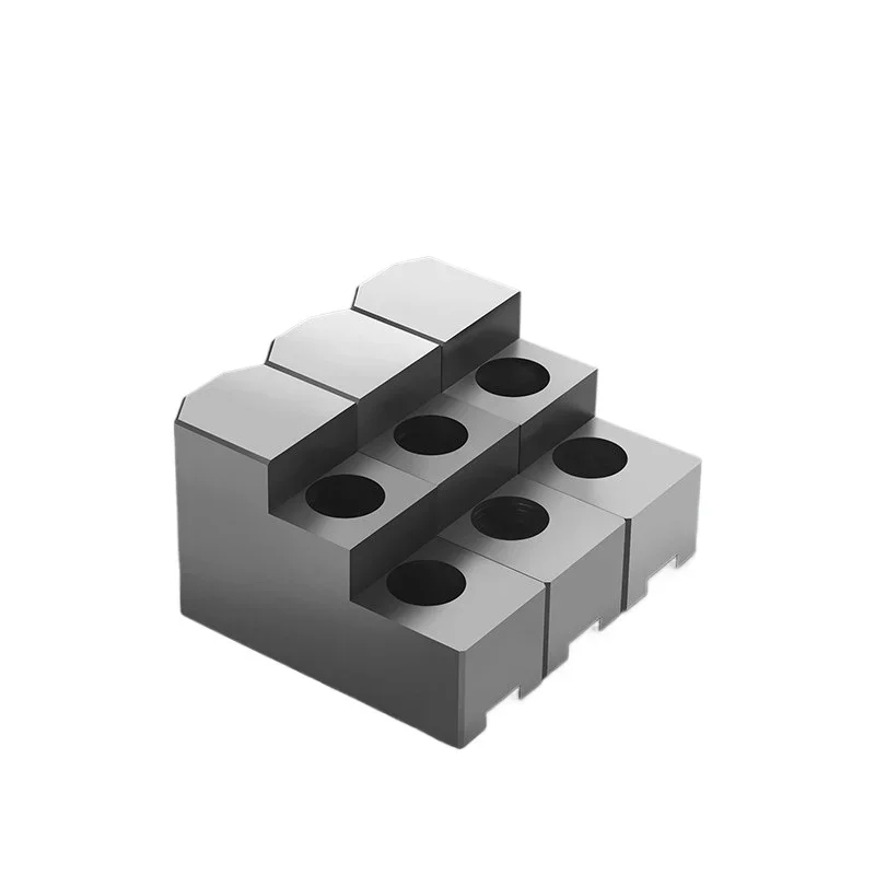 L Double Step 3-Jaw Heightened Soft Jaw for Hydraulic Chuck, 5 6 8 Inch Solid, Inner Support & Outer Clamp Reversible Jaws