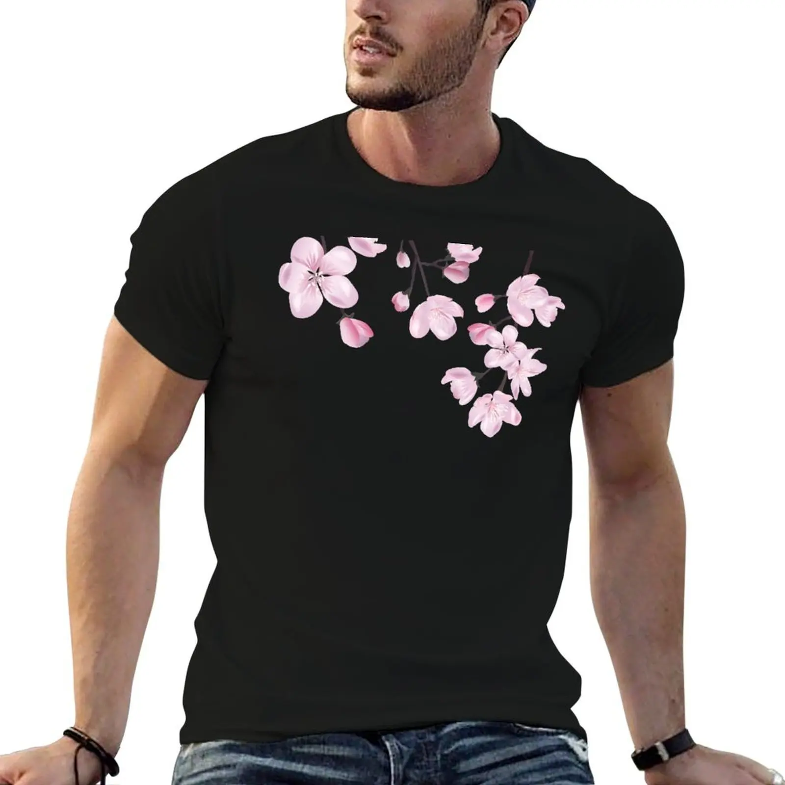 Sakura Cherry Blossom T-Shirt Plus Size Basic Short Sleeve Top