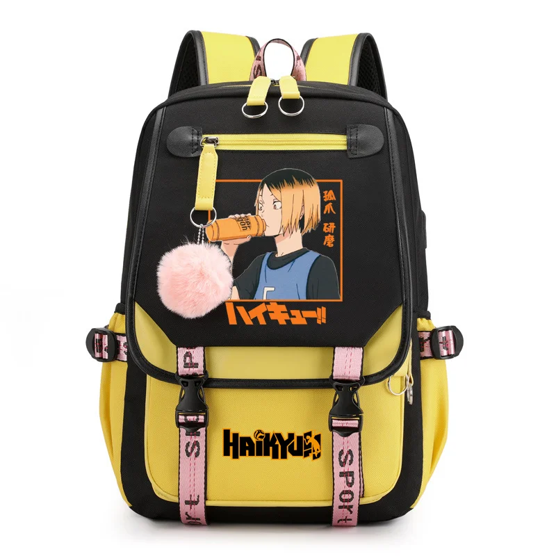 Nowy Anime Kozume Kenma wzór plecak moda na zewnątrz o dużej pojemności zamek błyskawiczny plecak USB wysokiej jakości plecaki na laptopa