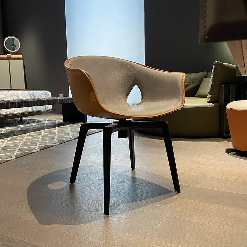 Современное легкое роскошное кожаное седло, высококачественное минималистское кресло для домашнего использования.