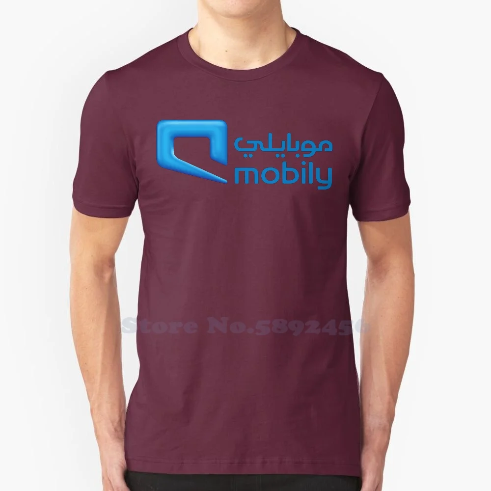 Camiseta de alta calidad con logotipo de Mobily, camisa 100% de algodón, a la moda, nueva