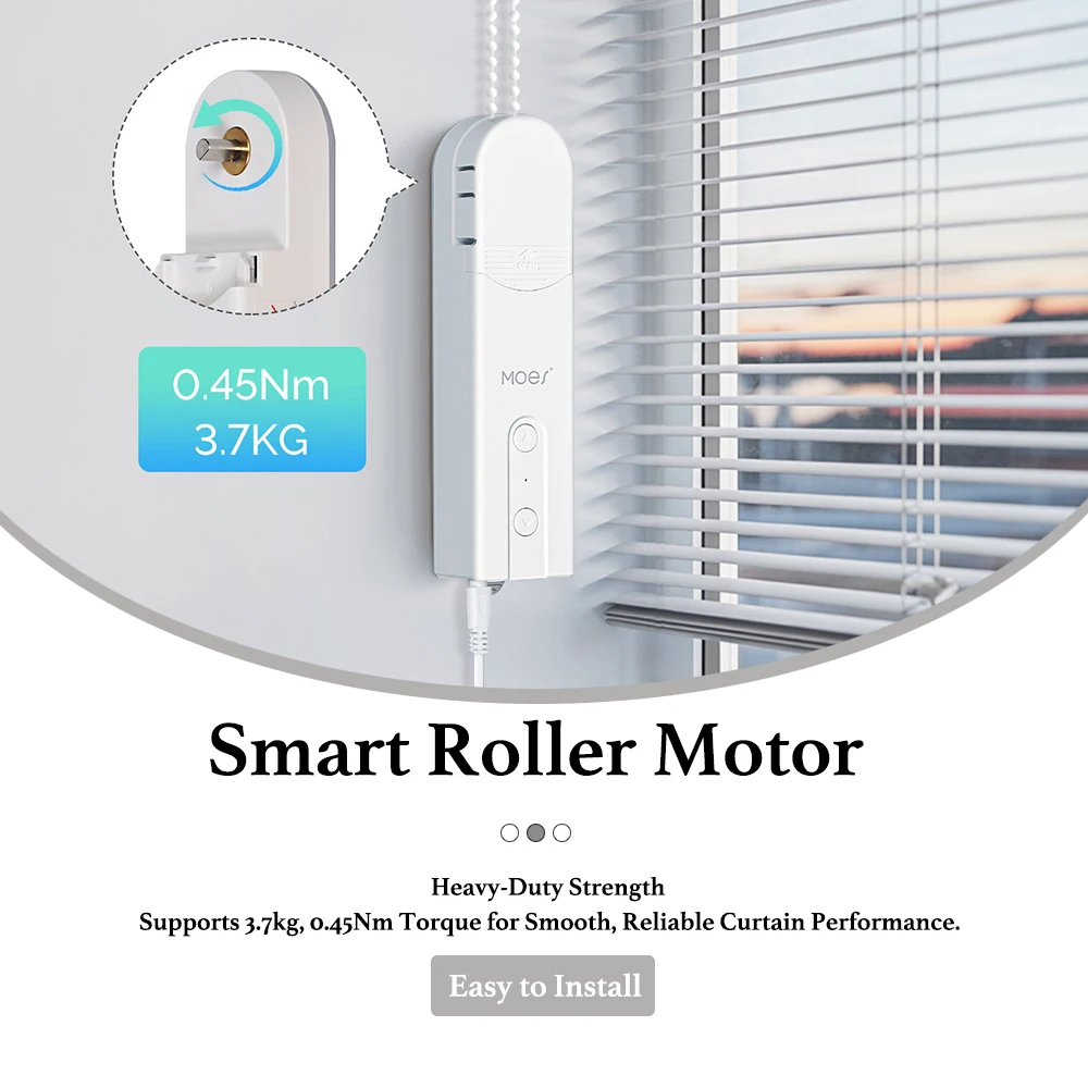 WETIPS Tuya Zigbee Smart Blind Motor, Rechargeable Roller Driver for Existing Beaded Blinds Remote Voice Manual Control Timer