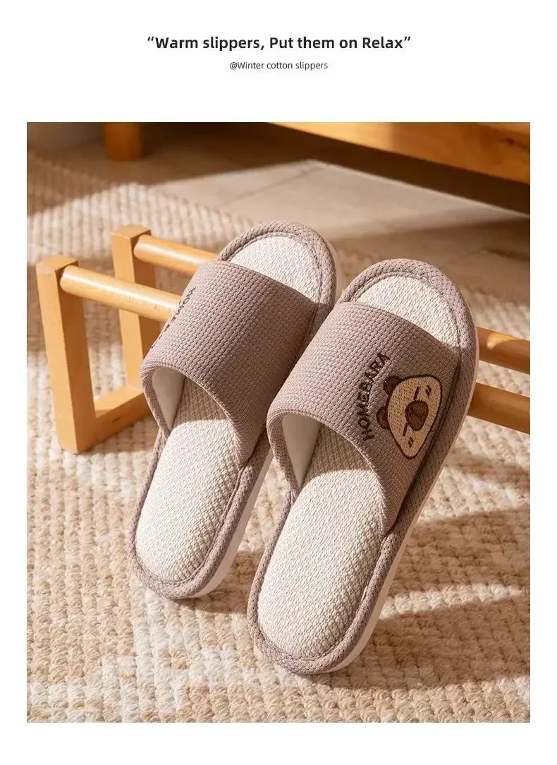 2026 Neue Frühlings-Leinen-Hausschuhe für Erwachsene mit Cartoon-Motiv, bequeme, weiche, atmungsaktive und schweißfreie Paar-Leinen-Hausschuhe, Slip-On-Schuhe – Detail 14