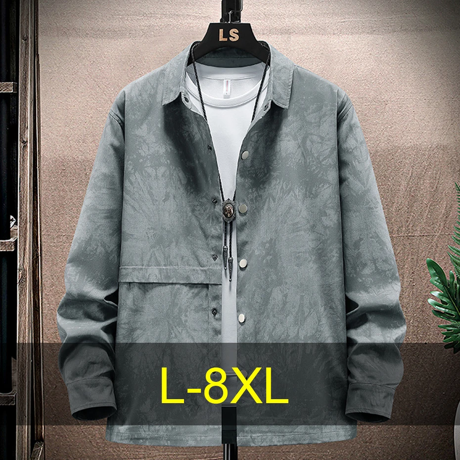 

Tie Dye Shirts Men Spring Autumn Long Sleeve Shirt Plus Size 8XL Fashion Casual Shirts Jackets Male Big Size 8XL