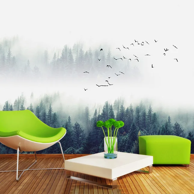 

custom 3D Misty forest simple landscape bedroom living room TV sofa background wall Forest Wallpaper mural bedroom dining room