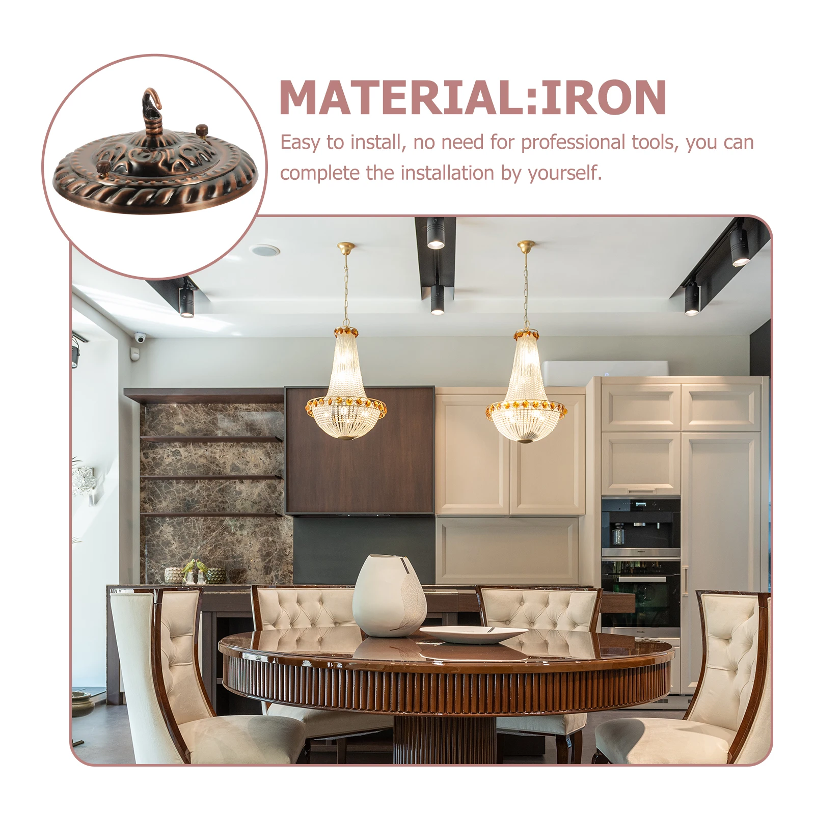 

Retro Style Ceiling Cover Plate Chandelier Mounting Plate Strong Iron Easy Install No Tools Required Light Fixture Parts Pendant