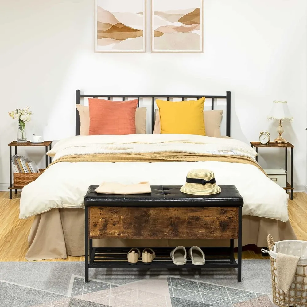 엔드 테이블 2개 세트, 작은 사이드 테이블, 2단 수납 선반이 있는 침대 옆 테이블, 작은 공간을 위한 소파 테이블, 거실,