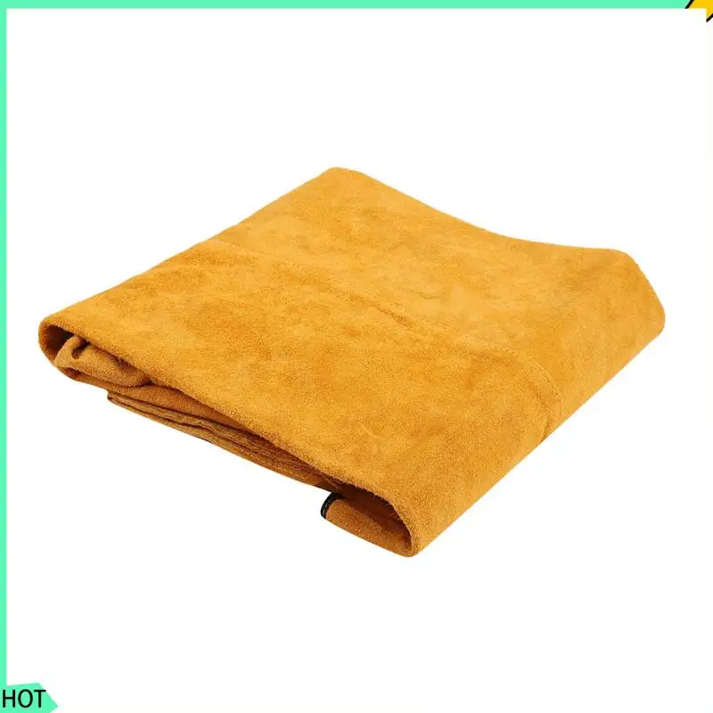 AWAH 5Pcs 120Cm Welding Apron Flame Retardant Long Sleeve Welder Protective Clothing Split Leather Fire-Resistant