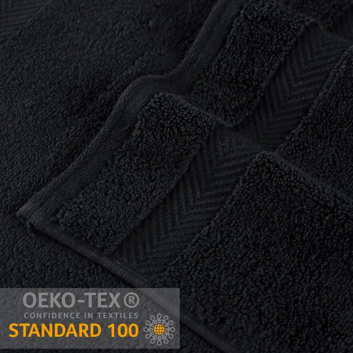 Zero Twist Katoenen Handdoekje Washandje Set Van 12, Zwart