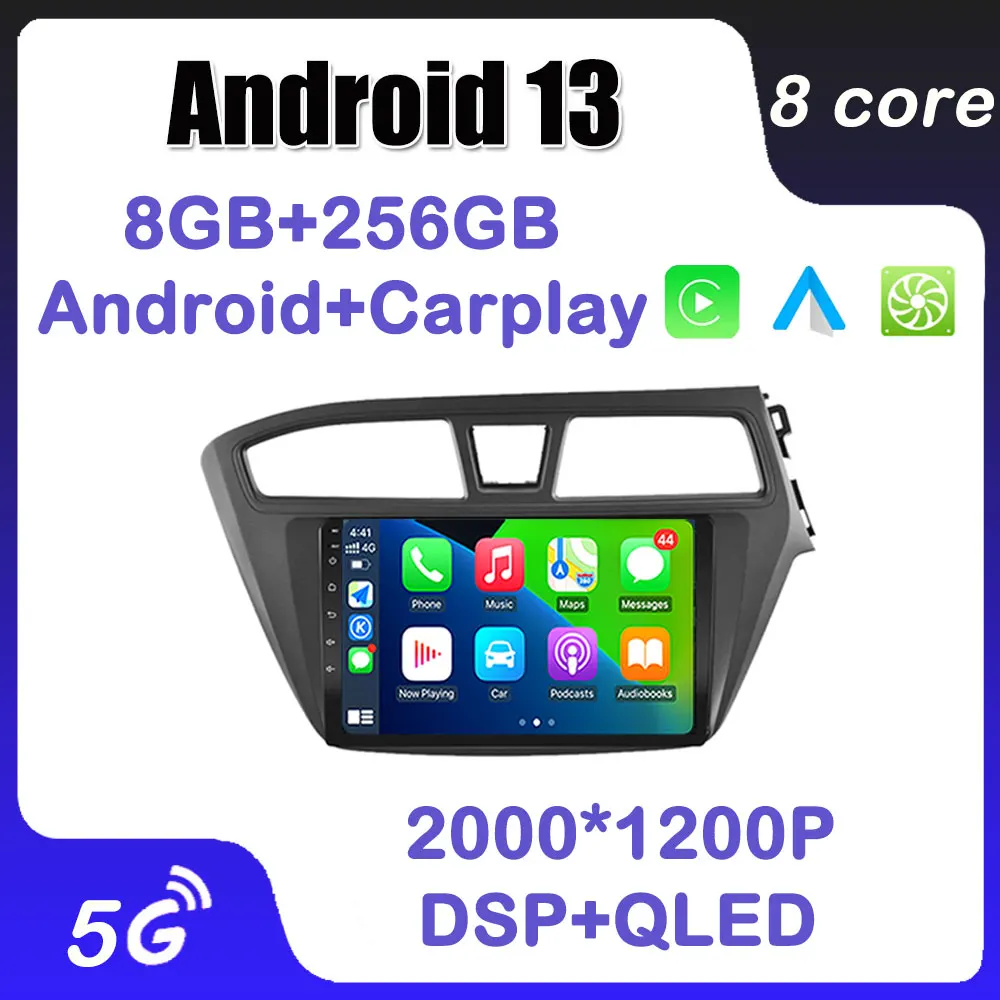 

4G LTE Android 14 For Hyundai i20 2 II GB 2014 - 2018 Car Radio Multimedia Smart Stereo Player RHD DSP IPS GPS Navigation