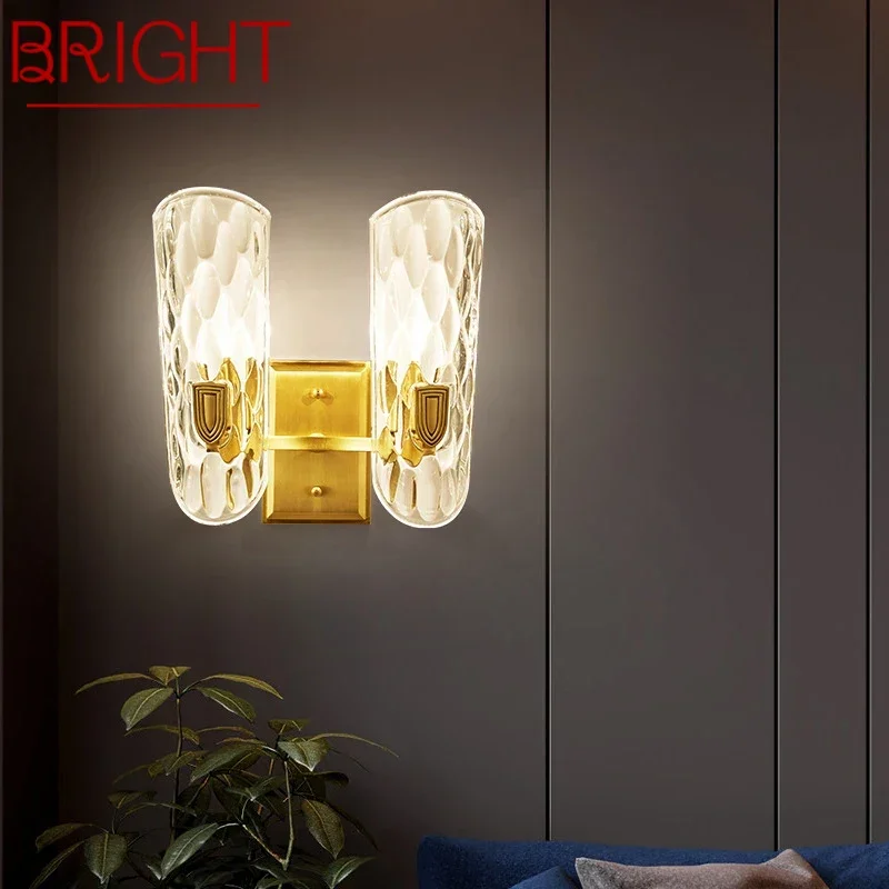 

BRIGHT Contemporary Brass Wall Lamp Indoor Living Room Bedroom Bedside Lamp Retro Hotel Corridor Hallway Wall Lamp