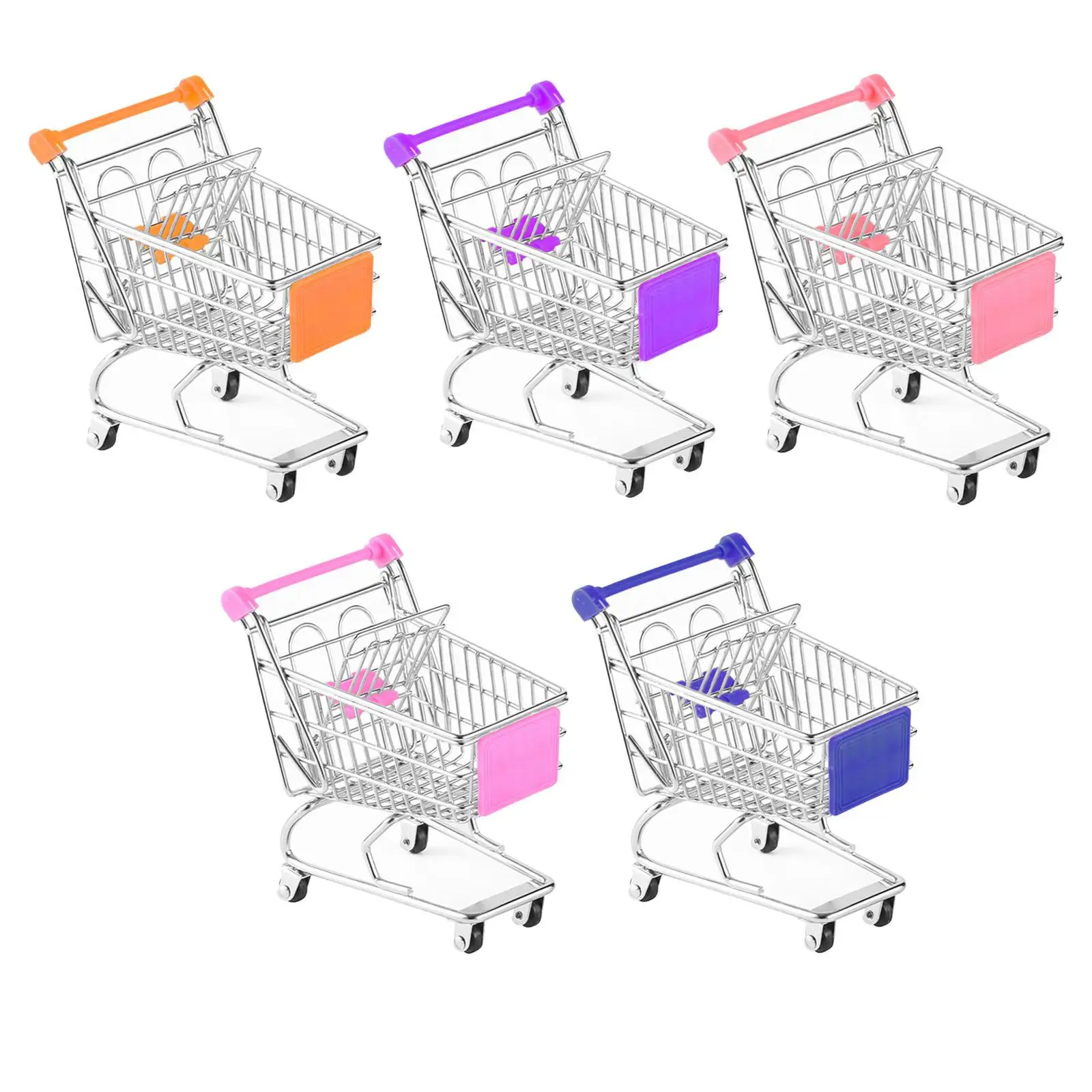 Mini Shopping Cart Children Push Cart Toy Supermarket Handcart Toy Ornament Accessories Doll House Decor Role Play Foods Toy