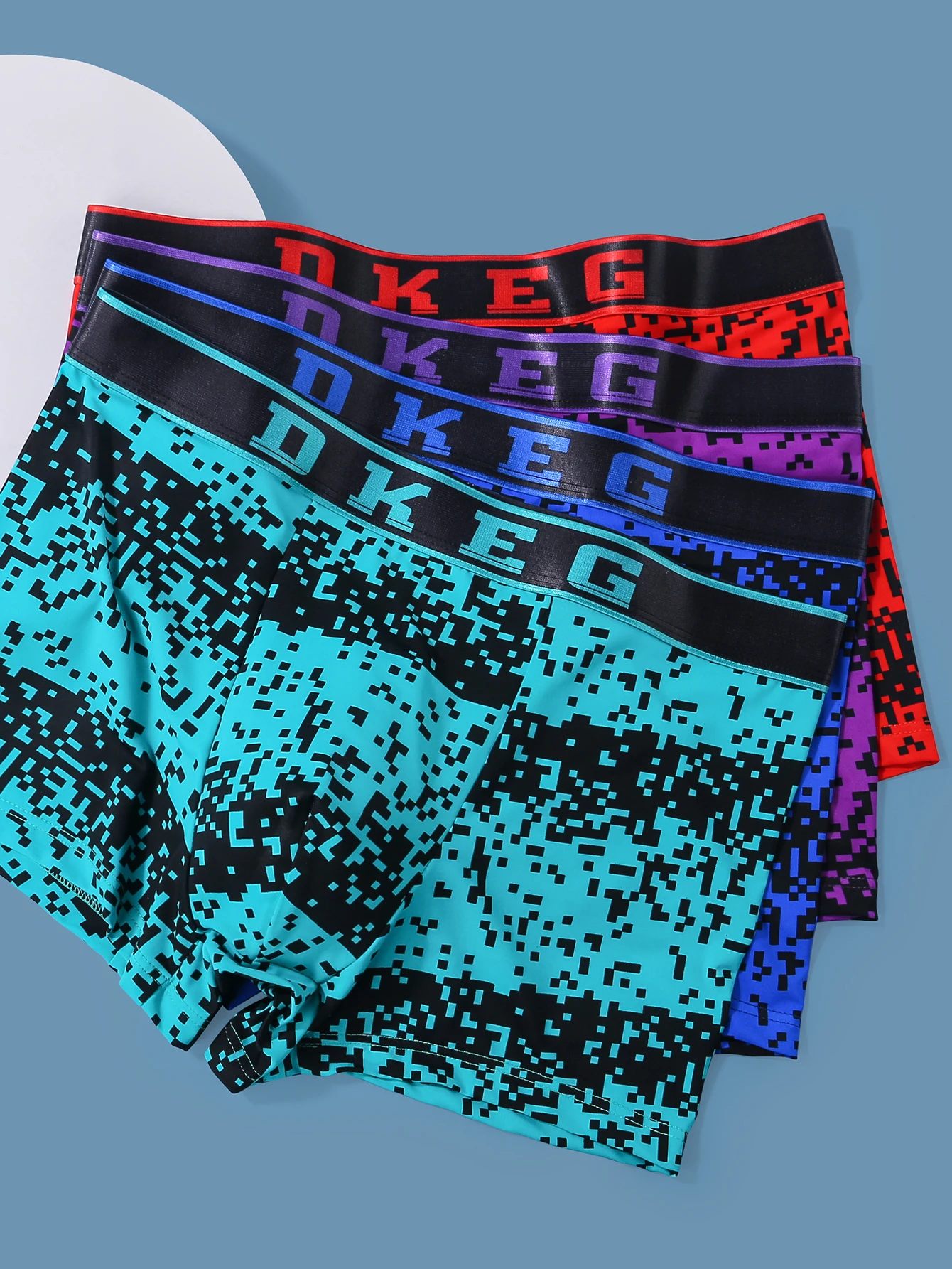 

Men's underwear ice silk boxer shorts antibacterial breathable boxer shorts trend personality block print 4 pieces