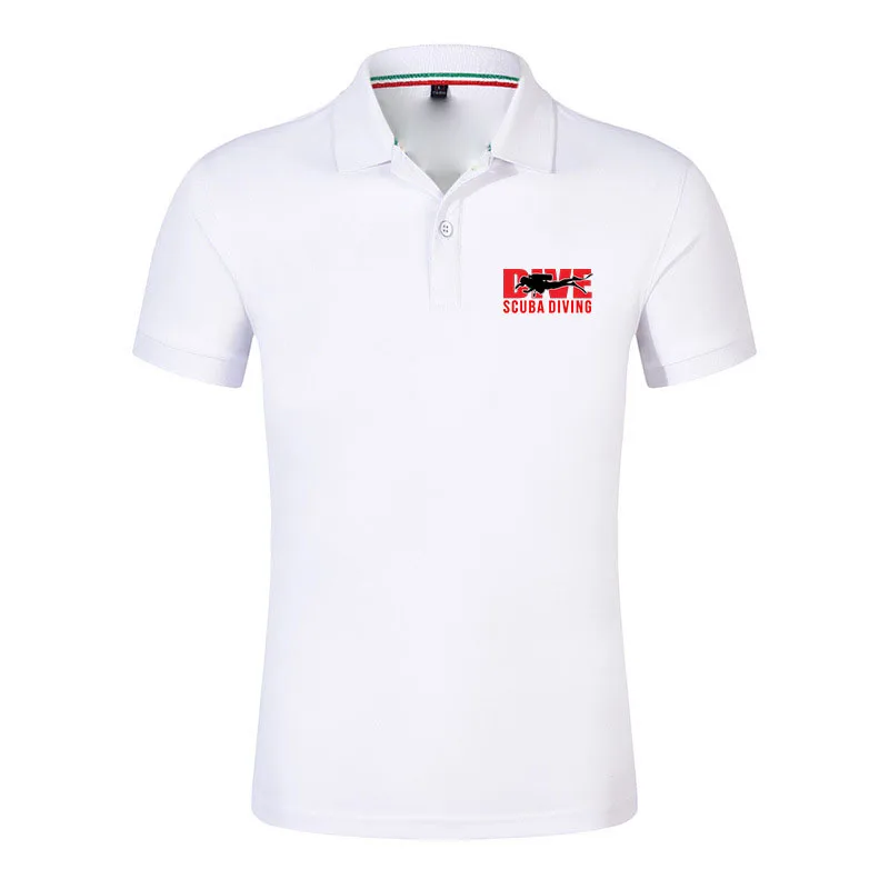 Fashion Casual Short Sleeve Solid Color Button Top Scuba Diving Diver Logo Print Comfortable Daily Loose Fit Polo Shirt