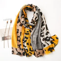 Spring Designer unique luxury brown ladies wild leopard scarf female long scarf shawl thin brown fashionable scarf long shawl