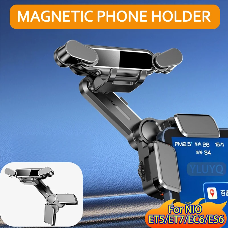 

Магнитный держатель телефона для NIO ET5 ET7 EC6 ES6, экран автомобиля, сторона 360° ° Вращающийся гравитационный держатель для телефона Автомобильные аксессуары