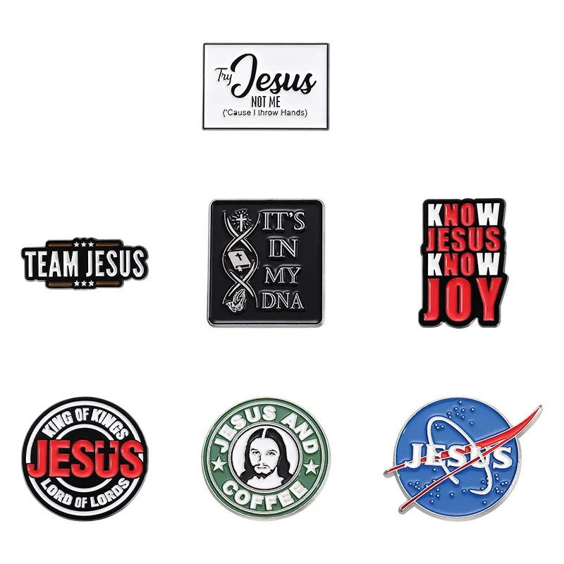 Creative Jesus Collection Brooch Enamel Pins Cross Jesus Brooches Decor Backpack Clothes Lapel Badges Jewelry Gift for Friends